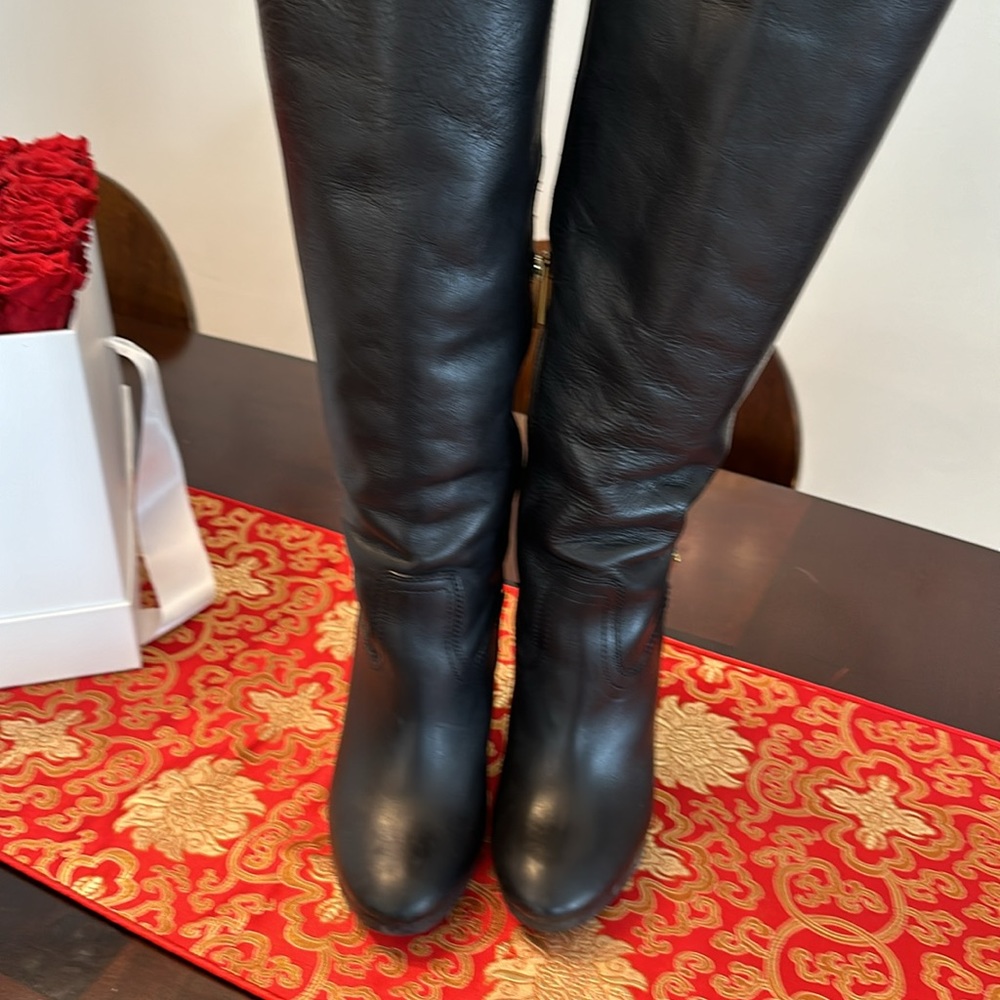 Coach “Dorothy” Wedge Leather Boots in Black - Like New - Picture 4 of 6